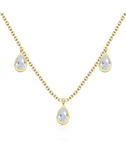 3 Water Drops CZ Silver Necklace SPE-3768-1MIC-GP